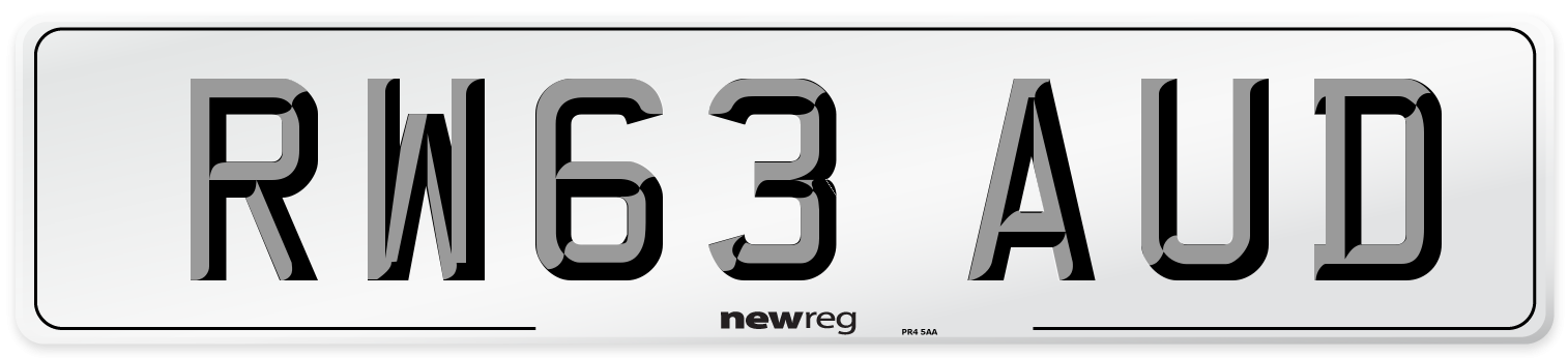 RW63 AUD Number Plate from New Reg